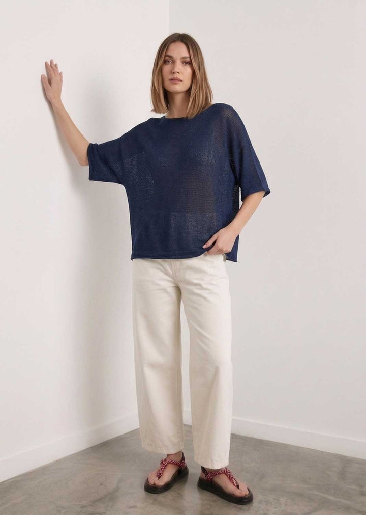 Josie Navy Fine Knit Top