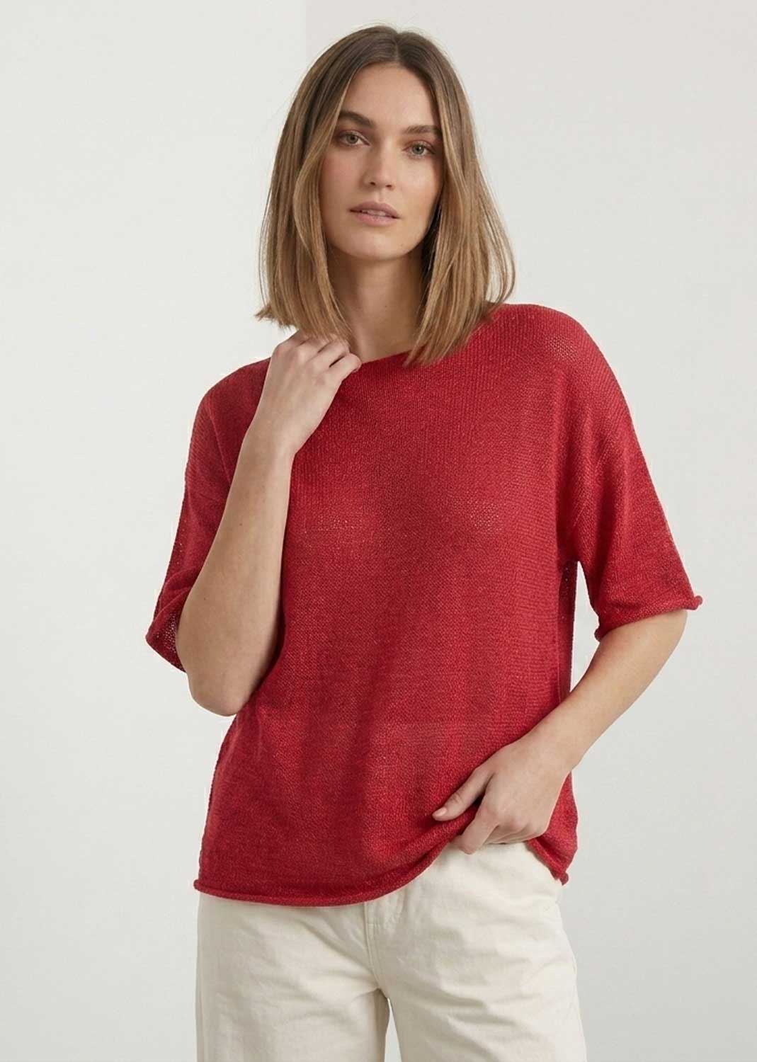 Josie Raspberry Fine Knit Top