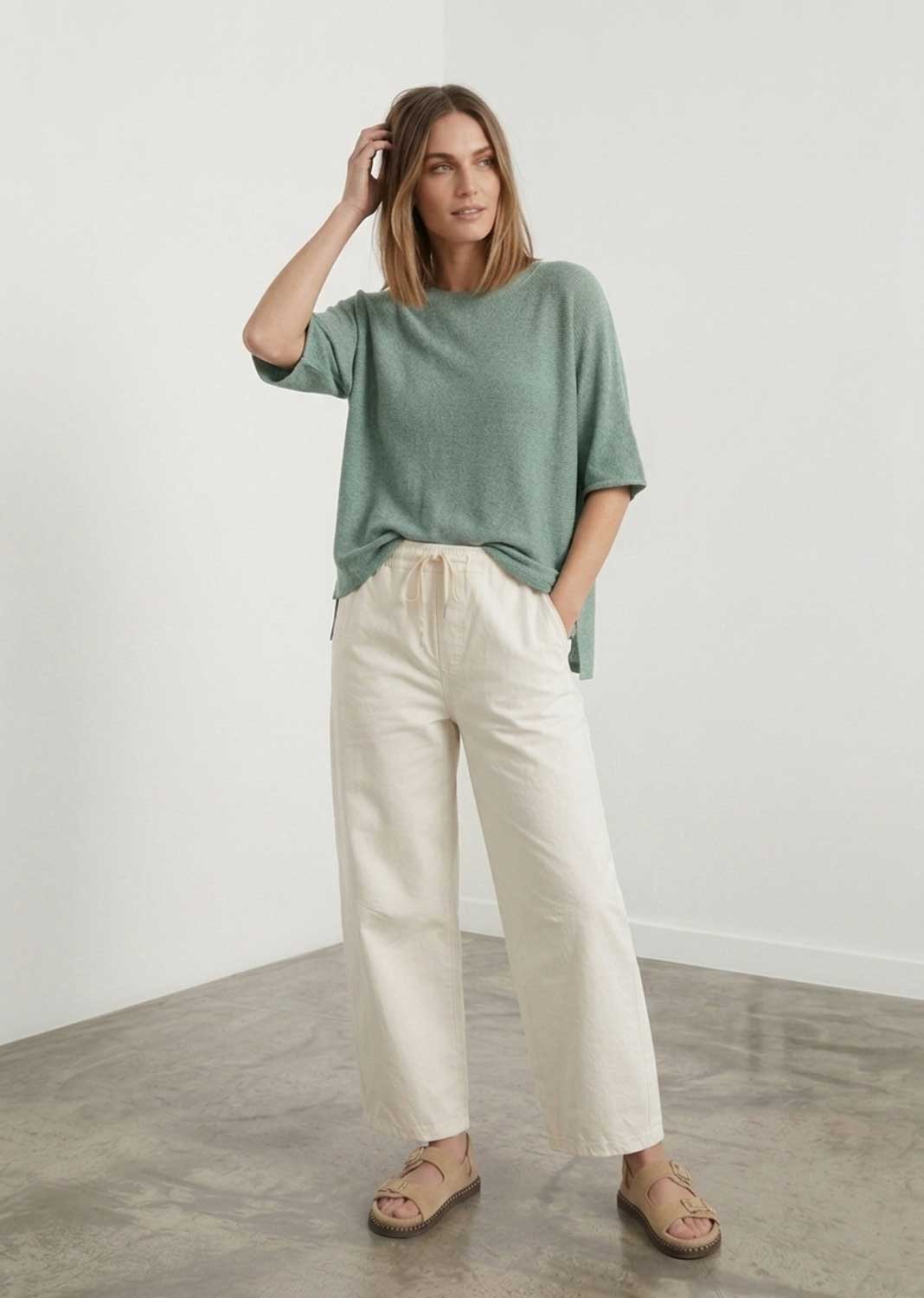 Josie Duck Egg Fine Knit Top
