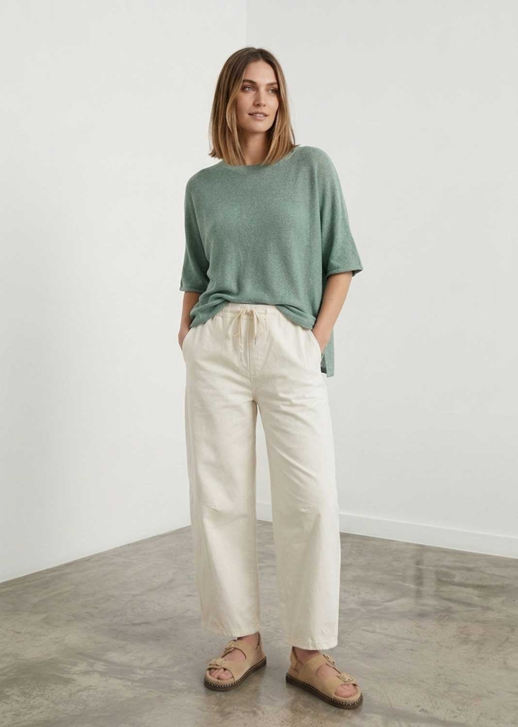 Josie Duck Egg Fine Knit Top