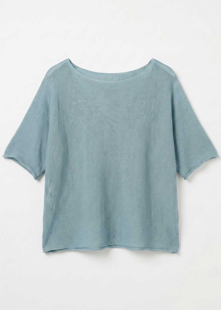 Josie Duck Egg Fine Knit Top