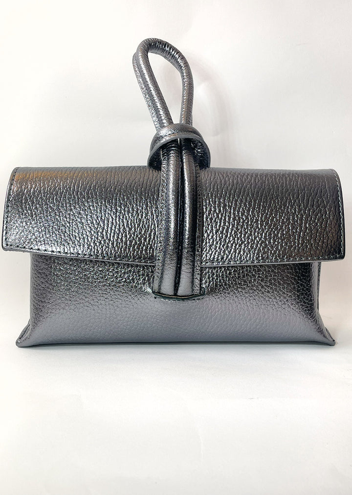 Pewter Metallic Loop Handle Kate Bag