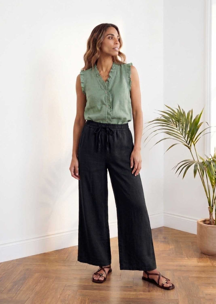 Leighton Black Linen Wide Leg Pants