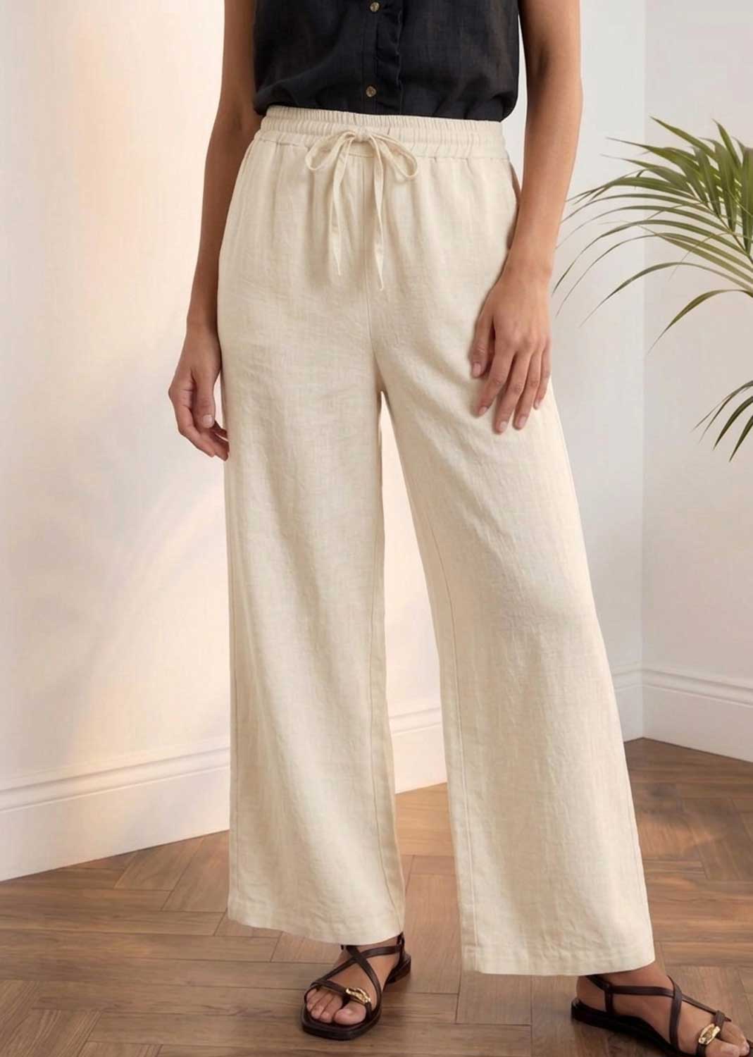 Leighton Cream Linen Wide Leg Pants