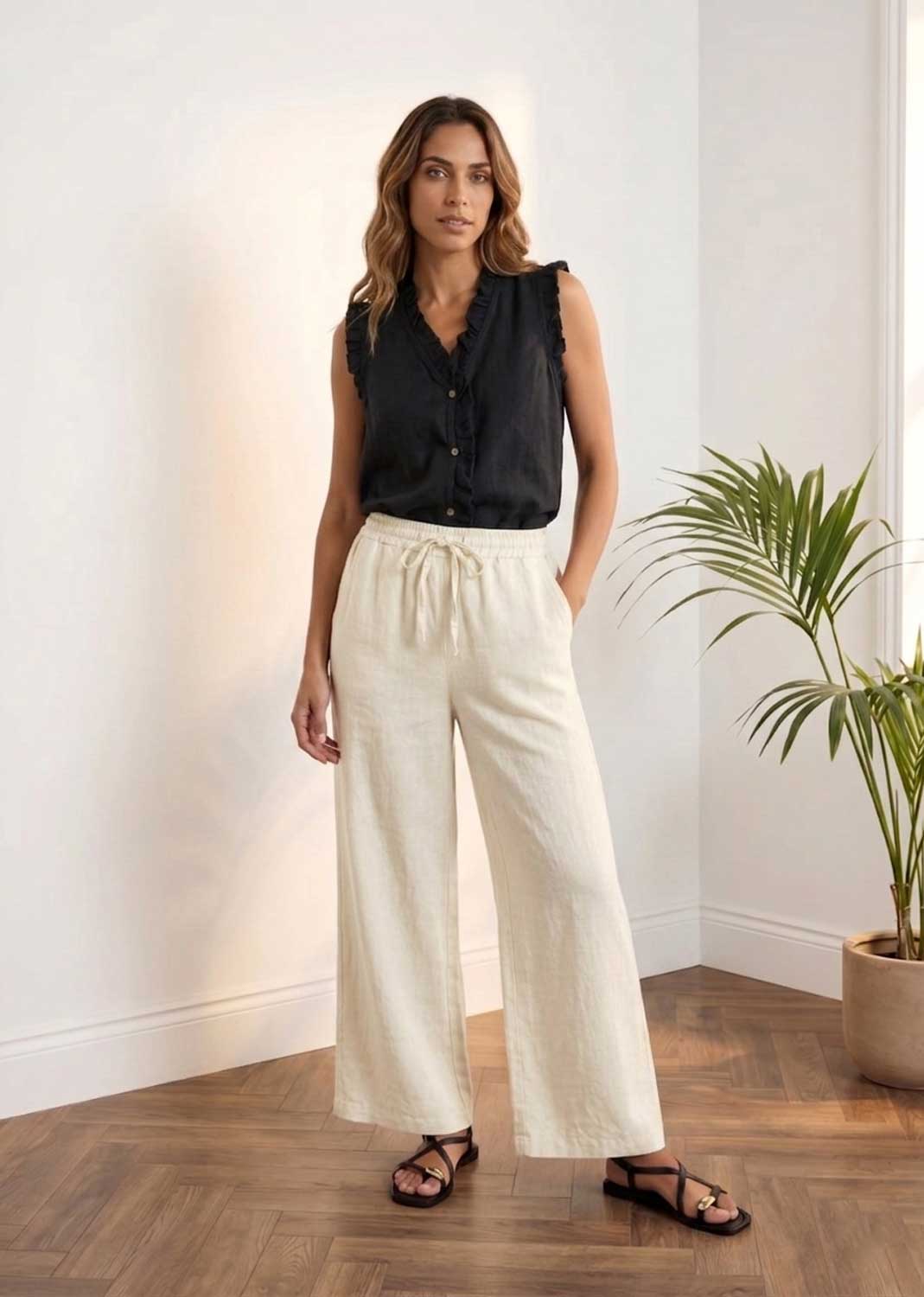 cream linen pants