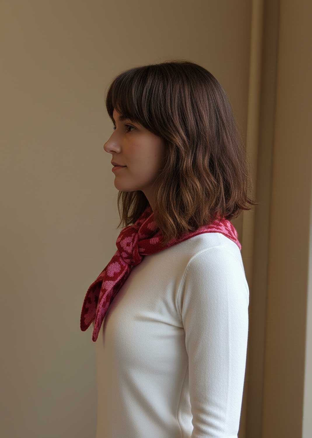 Manon Pink and Red Leopard Triangle Scarf