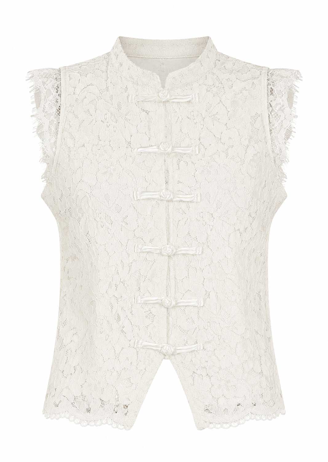 Lian White Lace Stand Up Top