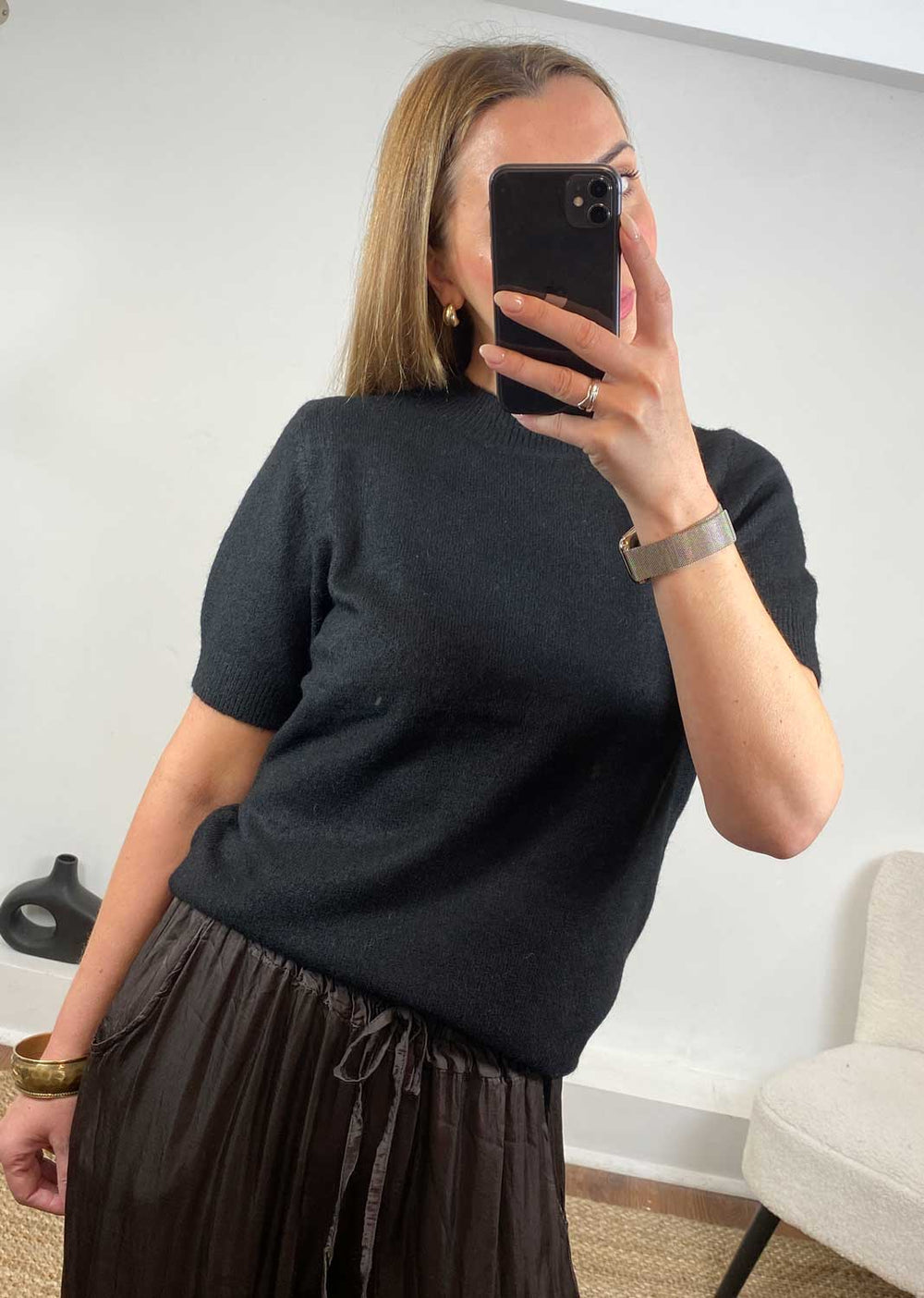 Libby Soft Knit Top  Black