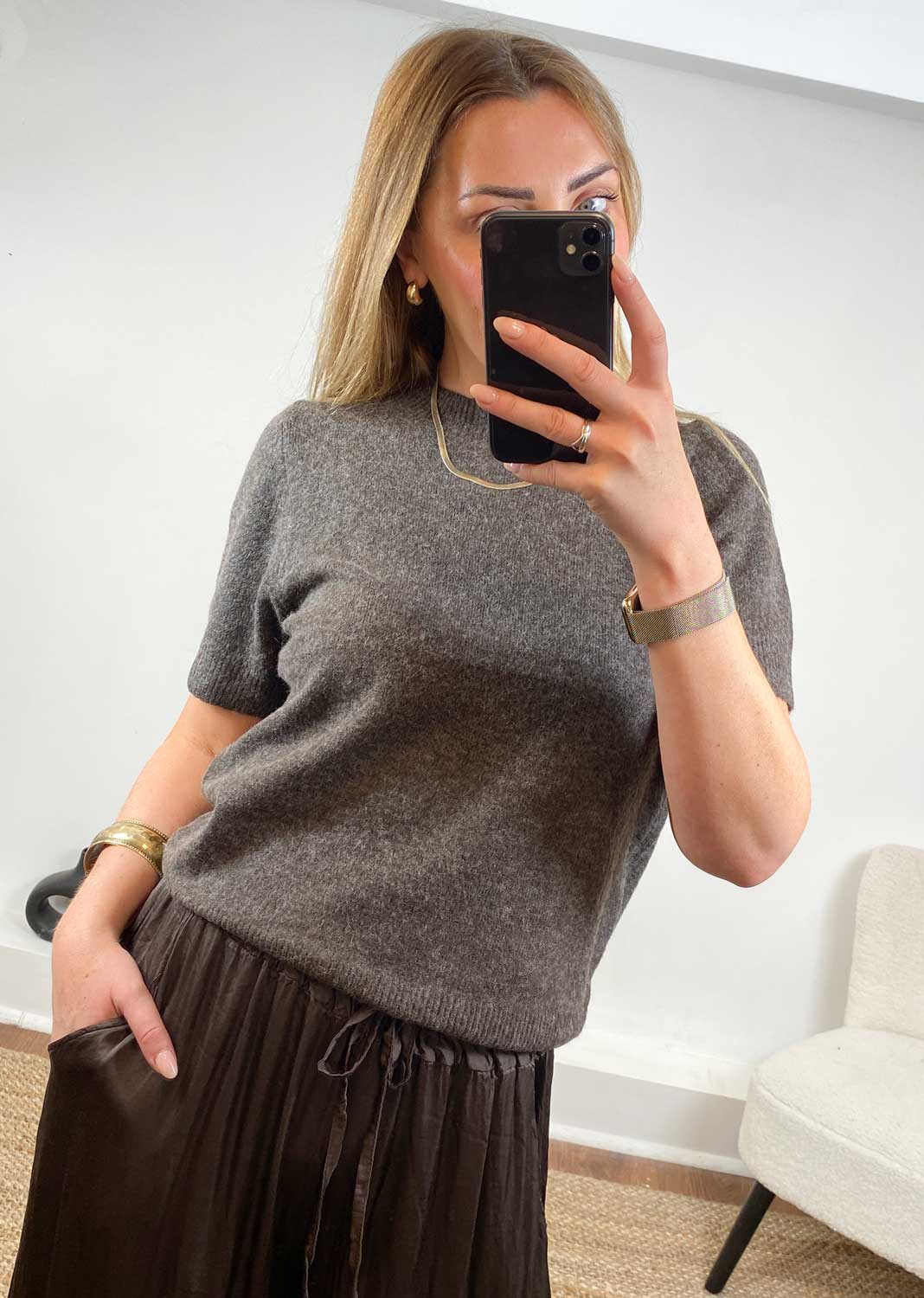 Libby Soft Knit Top Brown