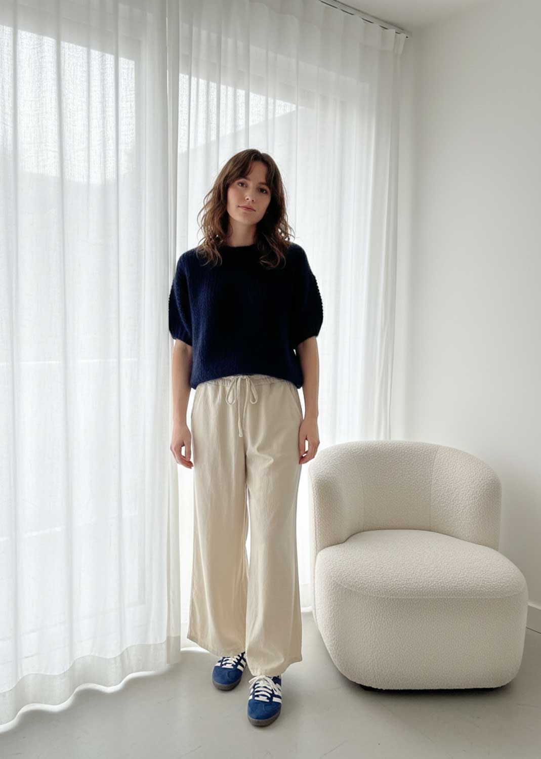 Lilla Short Sleeve Knit Top Navy