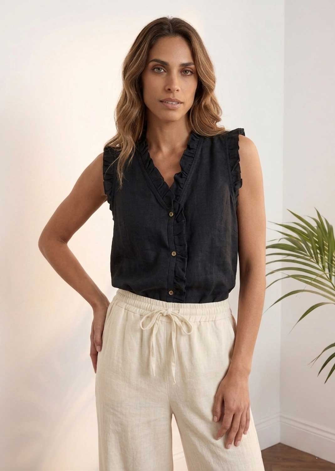 black linen top 