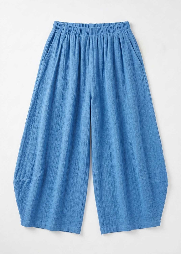 Lina Blue Hopsack Barrel Pants