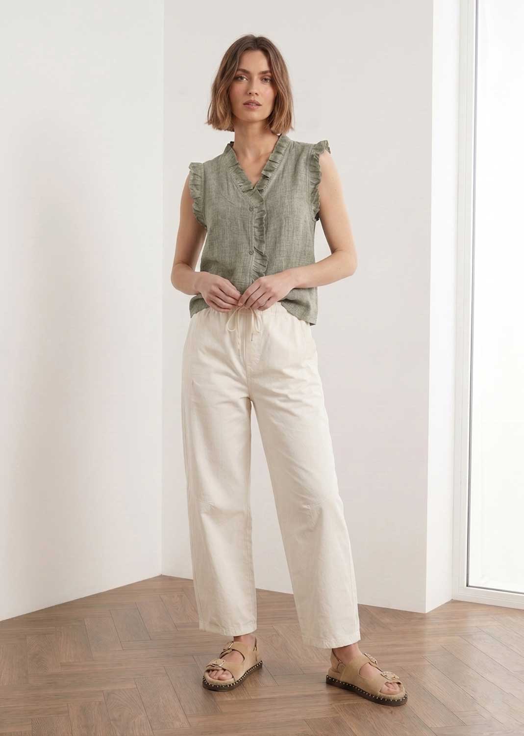 pistachio linen top