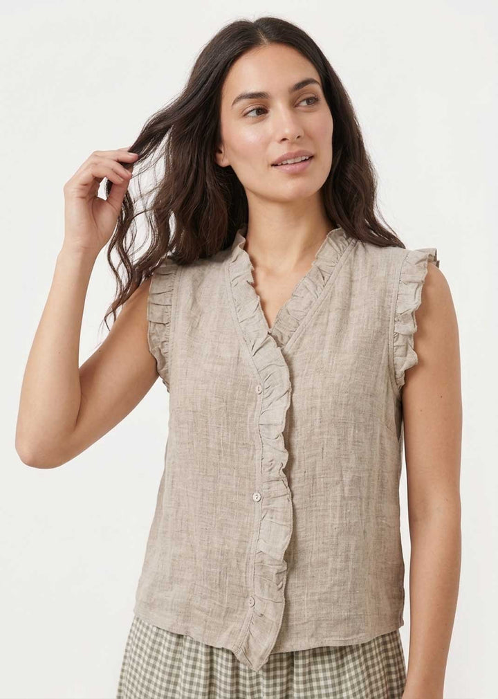 Lina Stone Linen Button Top