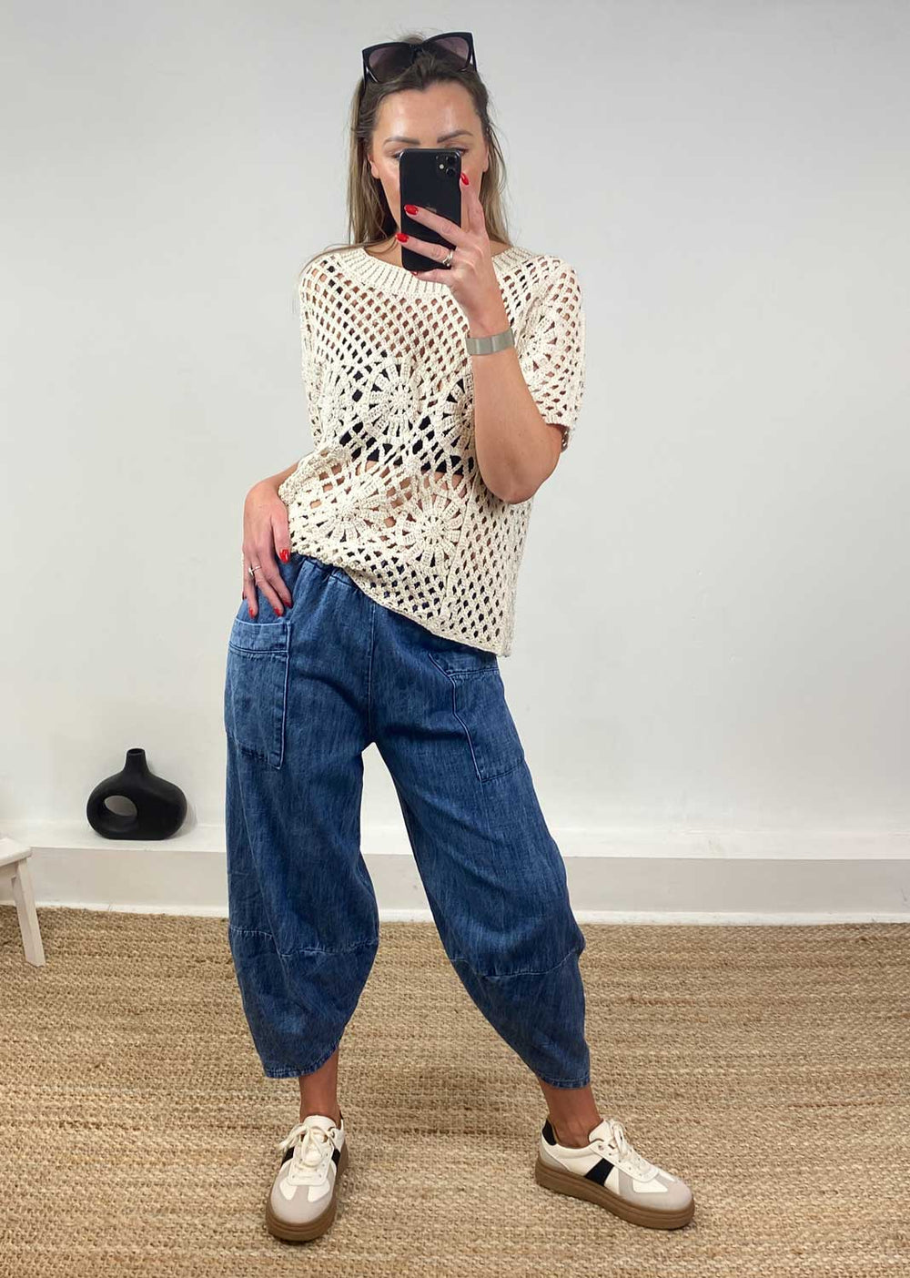 Denim Barrel Pocket Pants