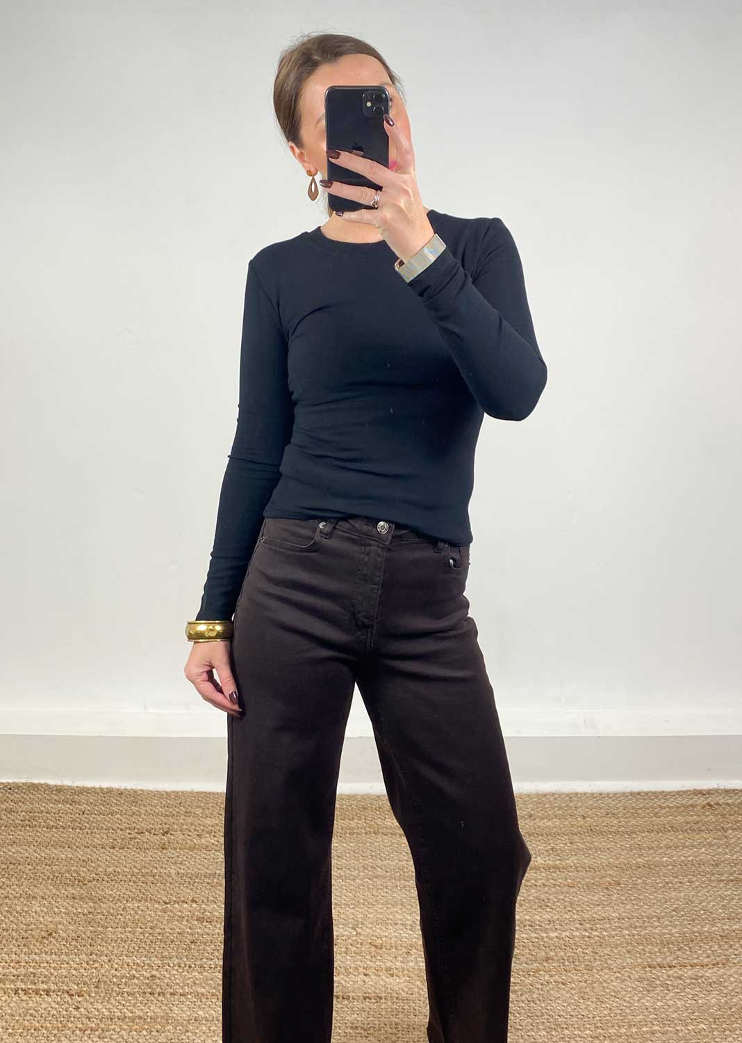 warm long sleeved black Lora Scoop Neck Top