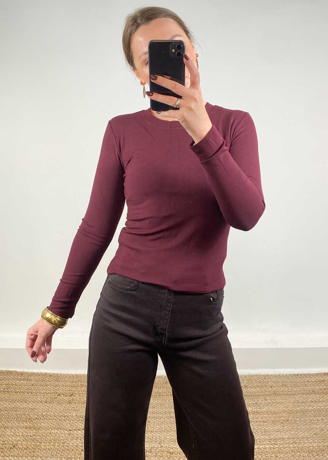 Lora Burgundy Base Layer Top