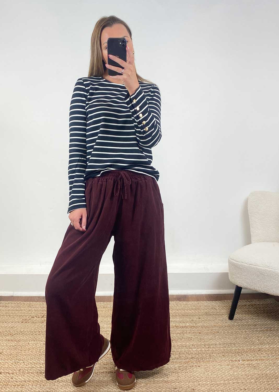 Lukka Stripe Jersey Top Black