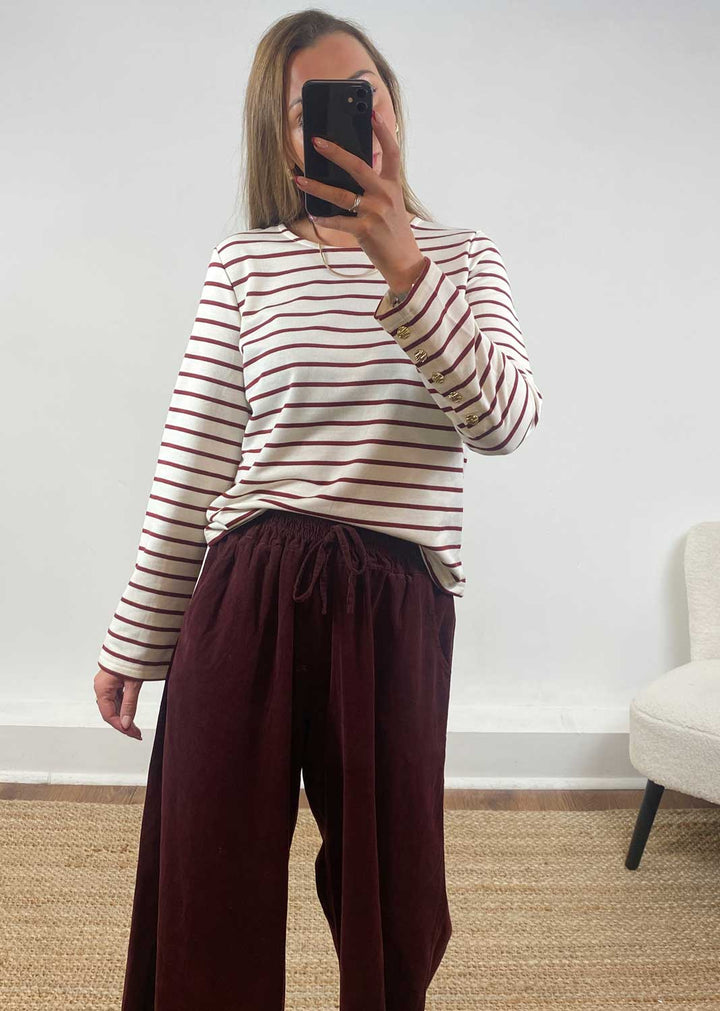 Lukka Stripe Jersey Top Cream
