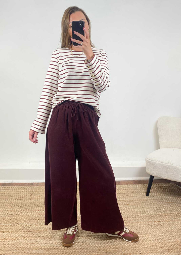 Lukka Stripe Jersey Top Cream