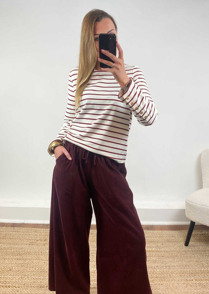 Lukka Stripe Jersey Top Cream