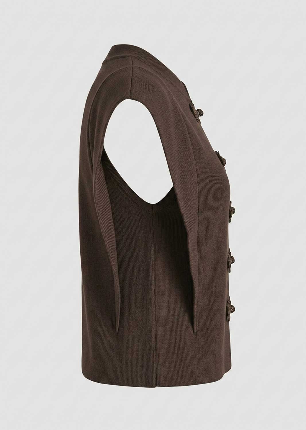Lulu Chocolate Military Knot Button Top