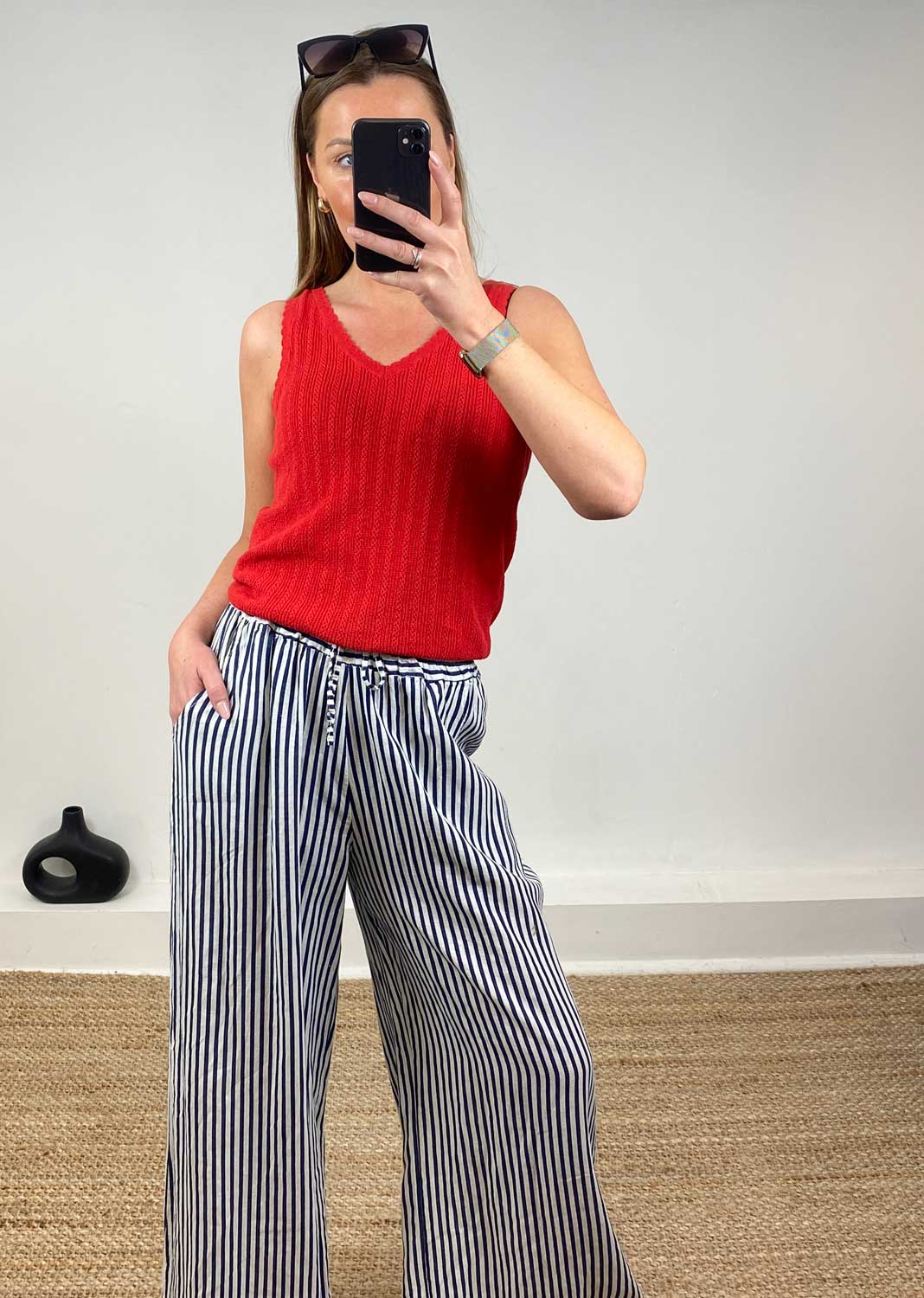 Lux Pointelle Cami in Red