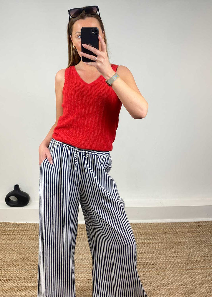 Lux Pointelle Cami in Red