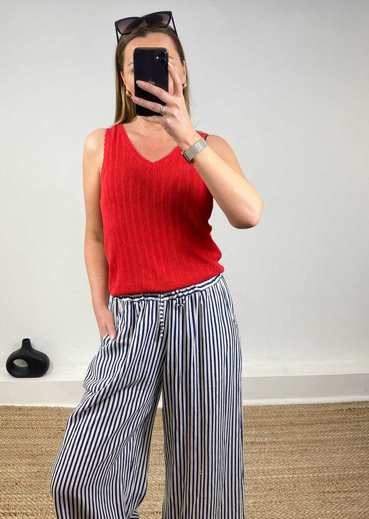 Lux Pointelle Cami in Red