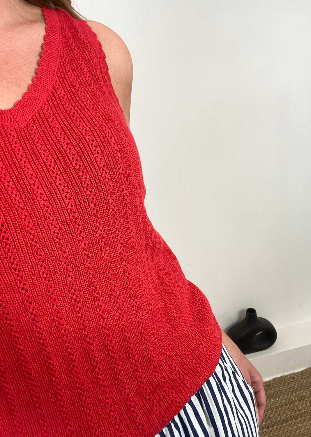 Lux Pointelle Cami in Red