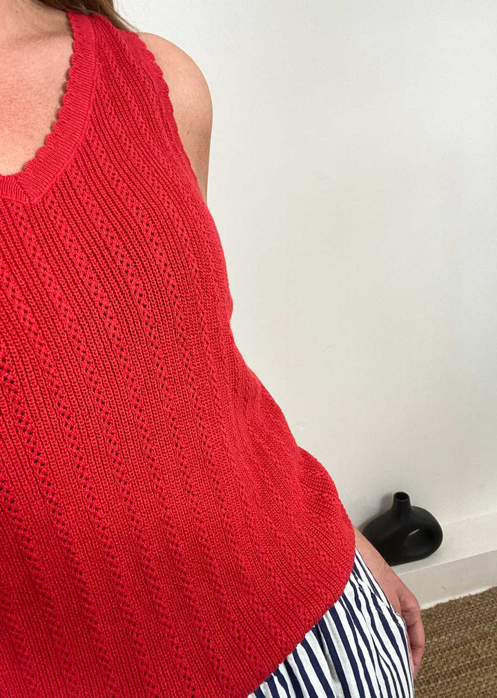Lux Pointelle Cami in Red