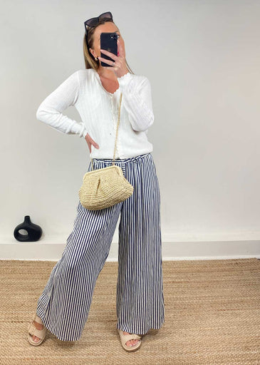 Lux Pointelle Cardigan in Ivory