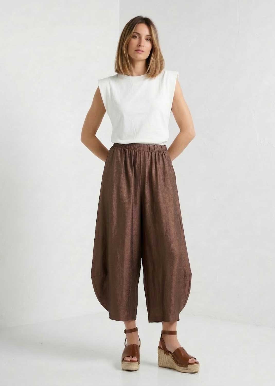 Matilda Shimmer Barrel Pants Espresso