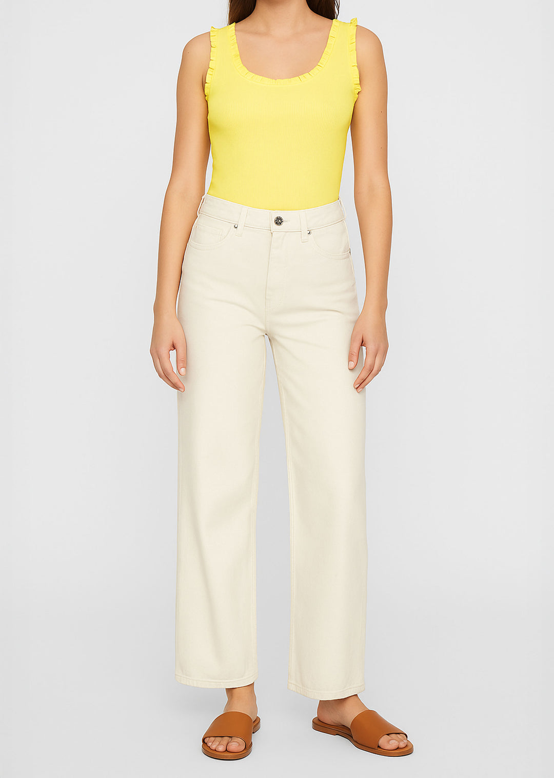 Madison Wide Leg Jeans in Cream