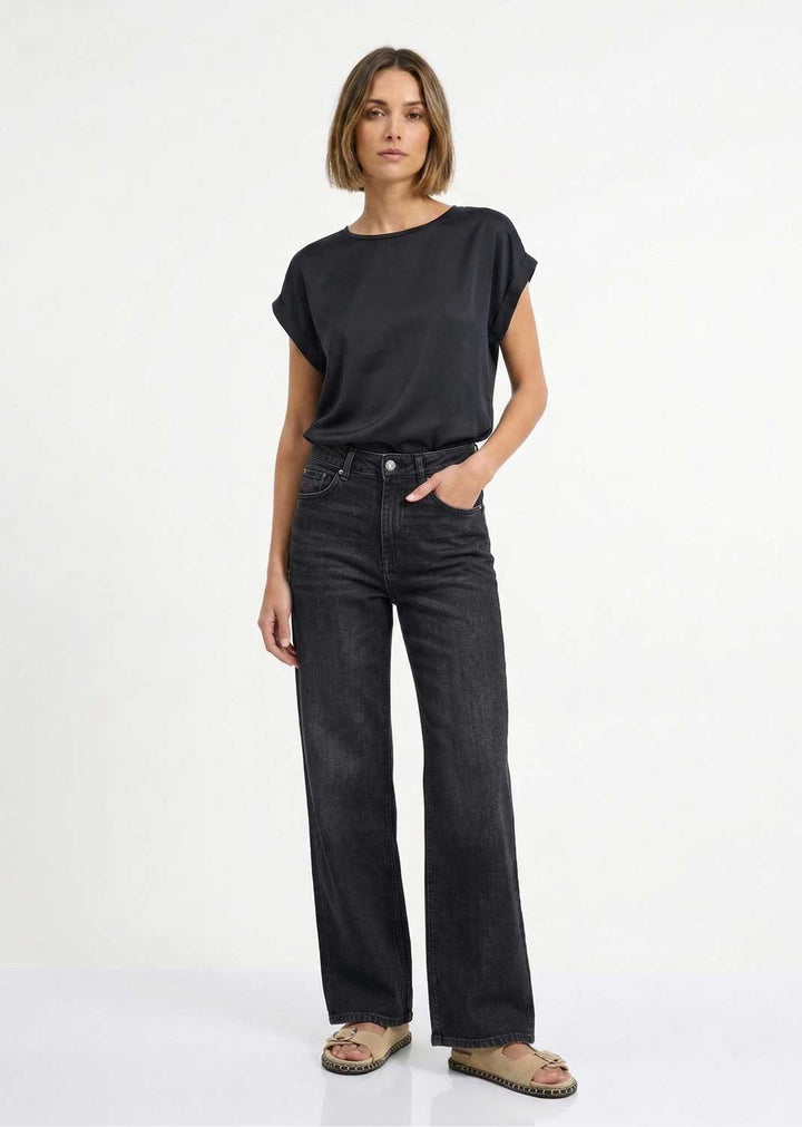 Madison Wide Leg Jeans  Washed Black