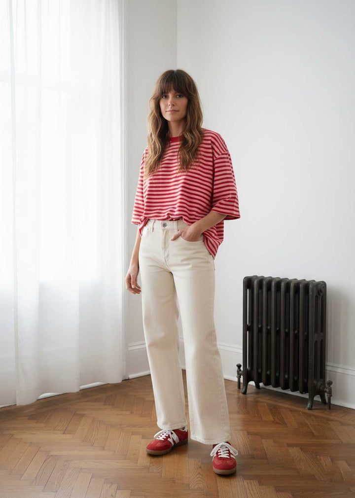 Madison Wide Leg Jeans in Cream
