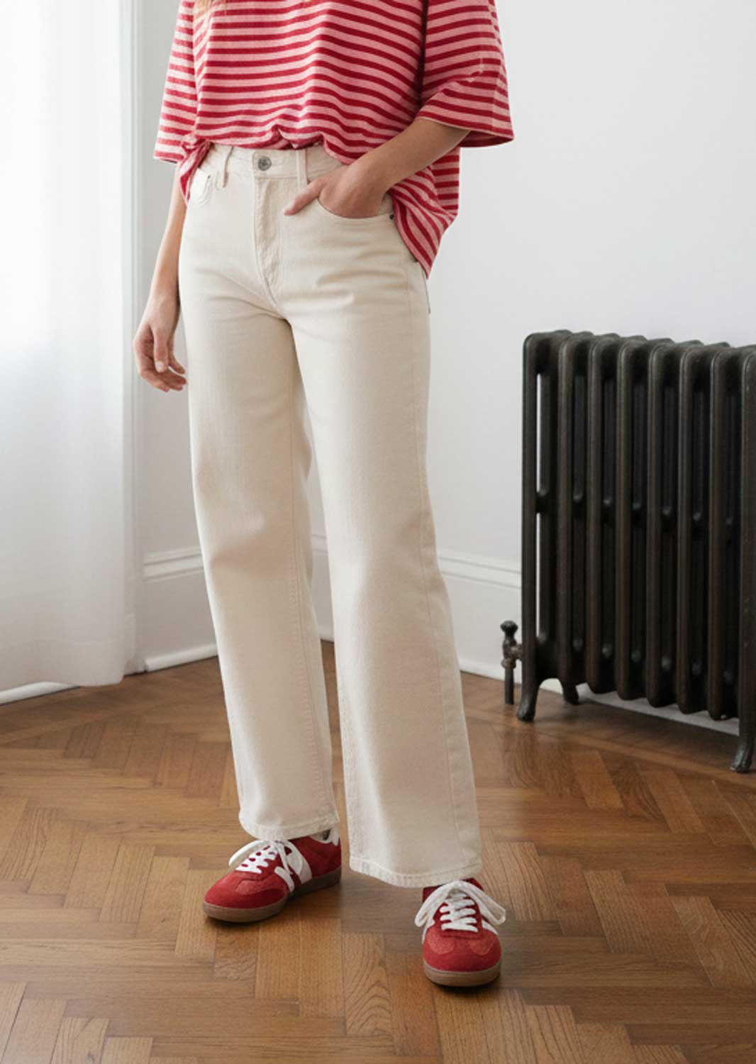 Madison Wide Leg Jeans in Cream