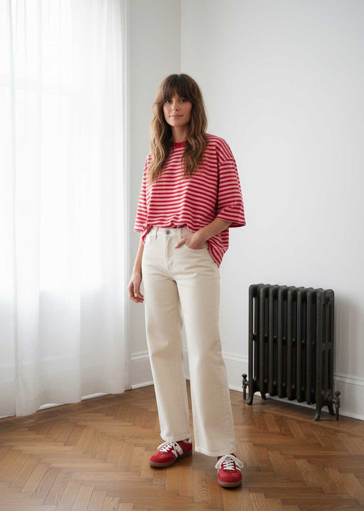 Madison Wide Leg Jeans in Cream