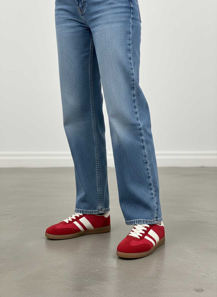 Woven Contrast Trainers Red