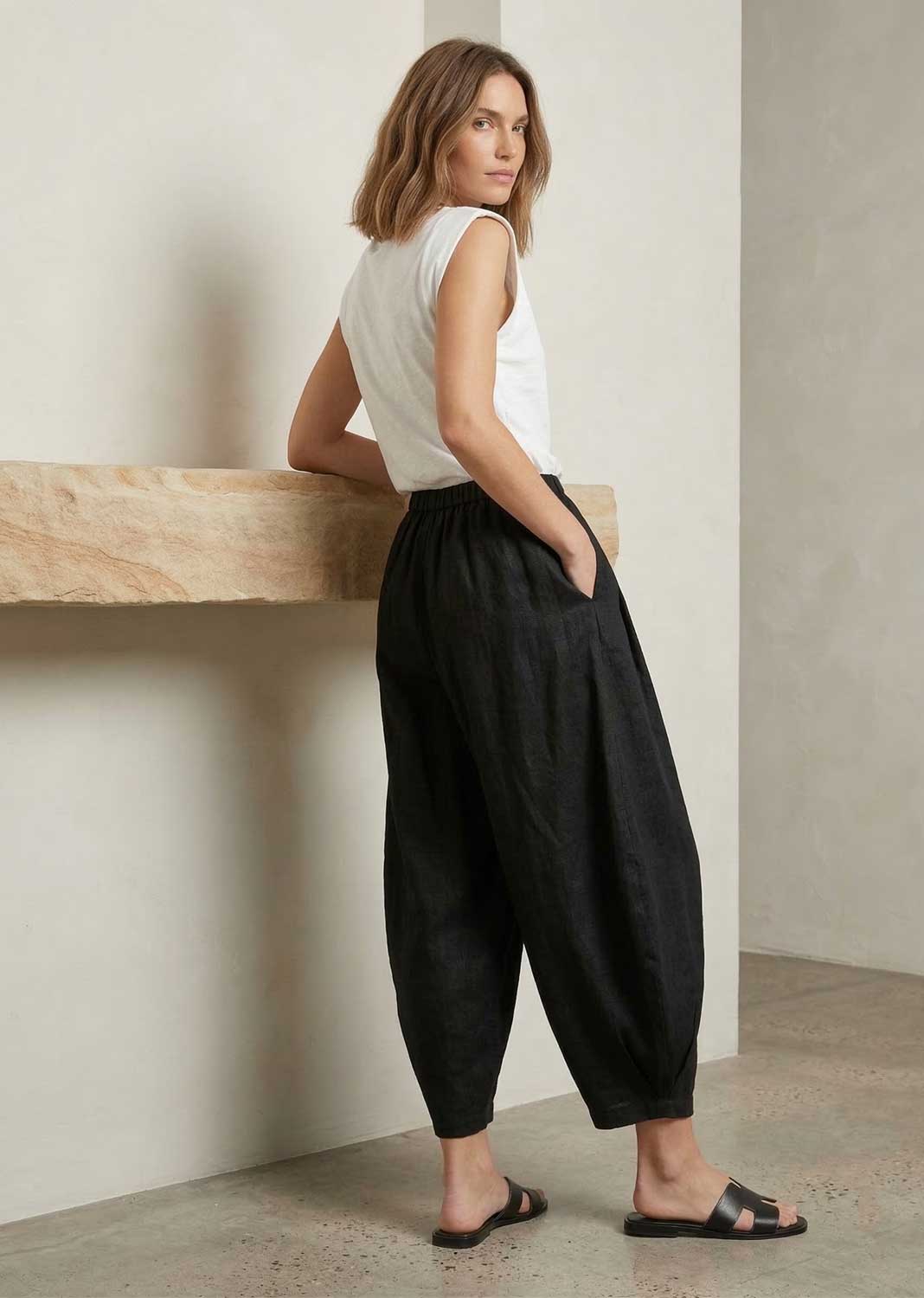 Matilda Shimmer Barrel Pants Black