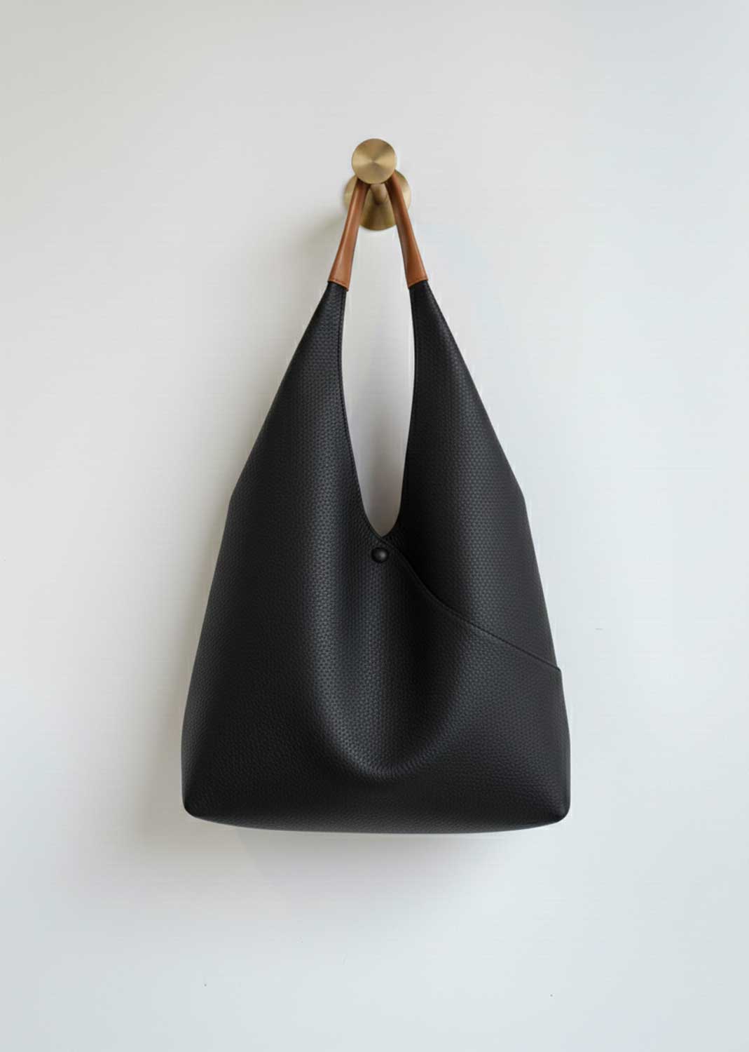 slouchy faux leather hobo bag black
