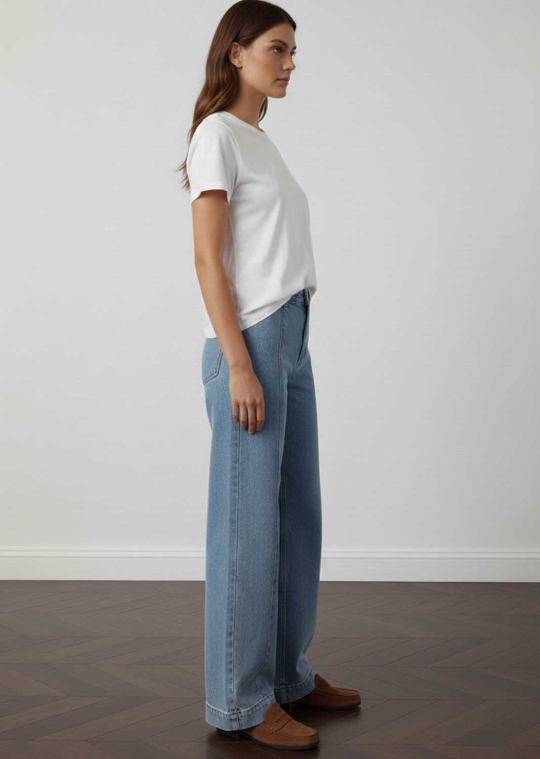 Maye Wide Leg Pintuck Jeans