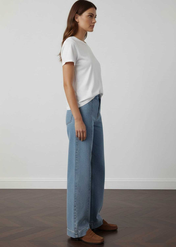 Maye Wide Leg Pintuck Jeans