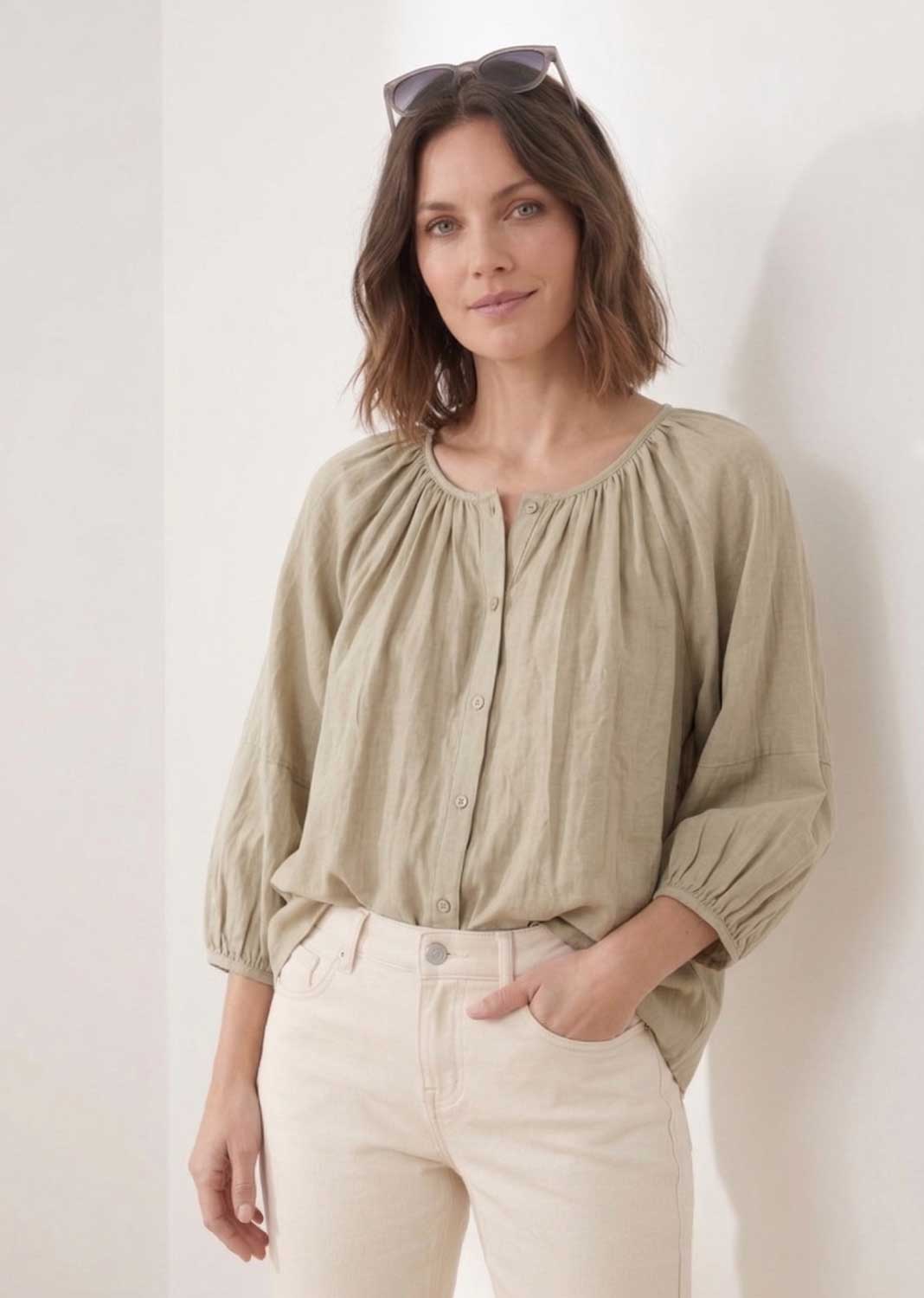 Miranda Sage Green Loose Fit Blouse