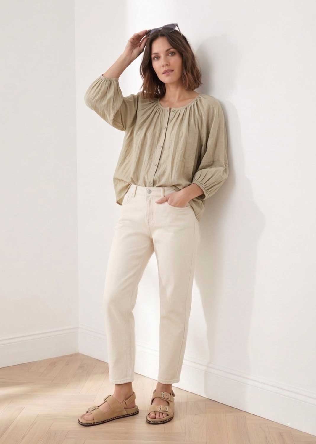 Miranda Sage Green Loose Fit Blouse