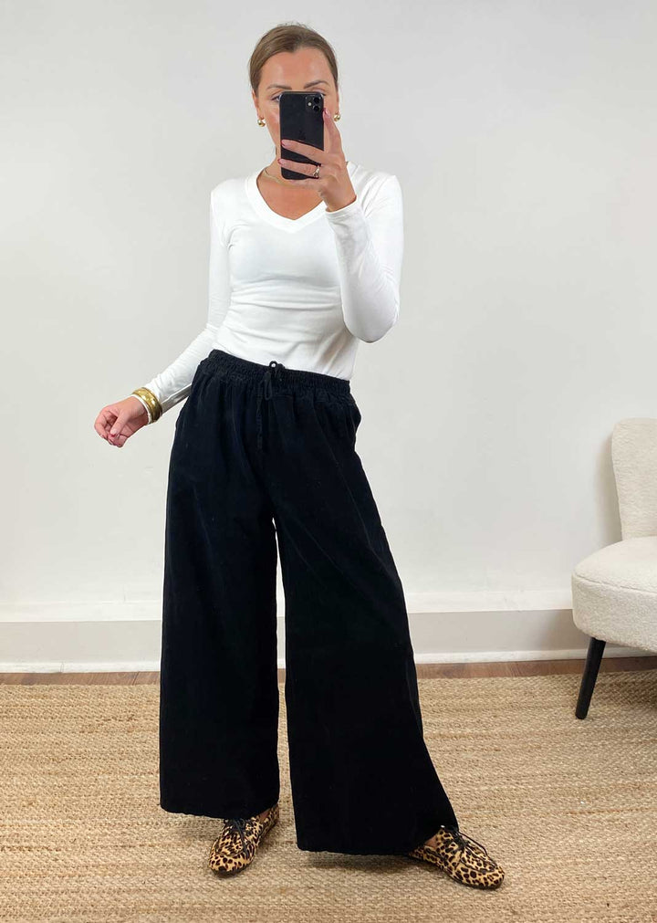 Misty Cord Wide Pants Black