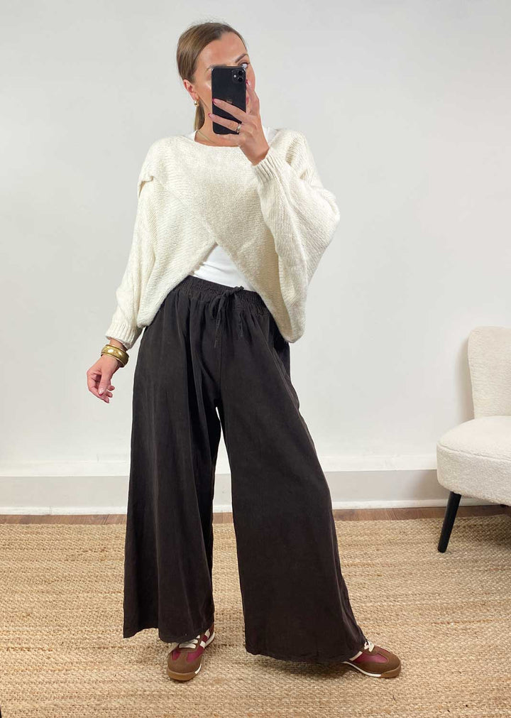 Misty Cord Wide Pants Brown