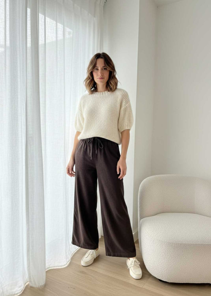 Misty Babycord Wide Pants Mocha