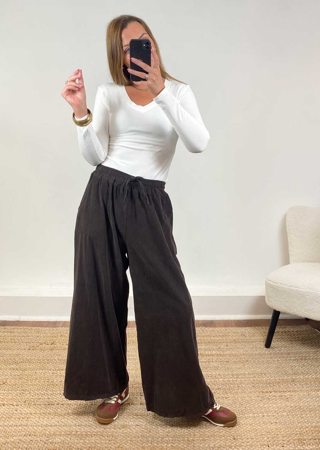 Misty Cord Wide Pants Brown