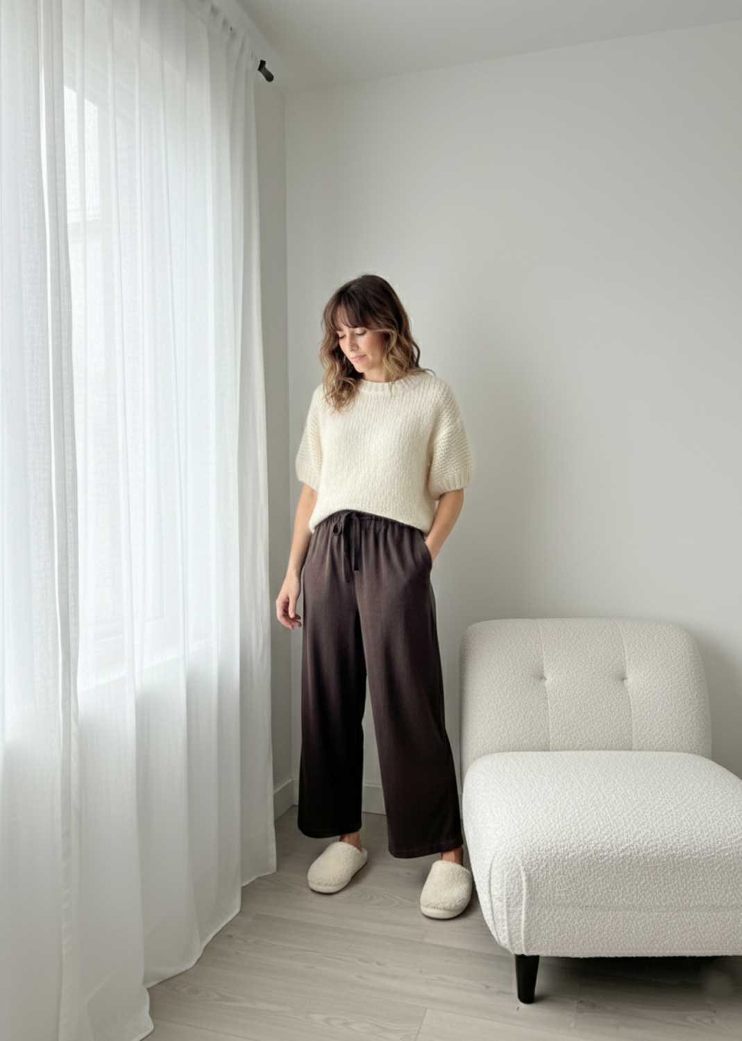 Misty Babycord Wide Pants Mocha